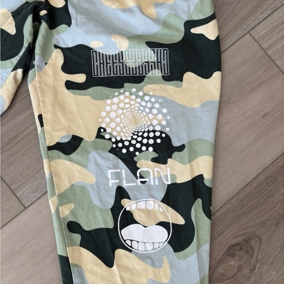 Flan Labs Roquefort  Wide Leg Pants Mens XL Green Camo Canvas Drawstring - Picture 2 of 8